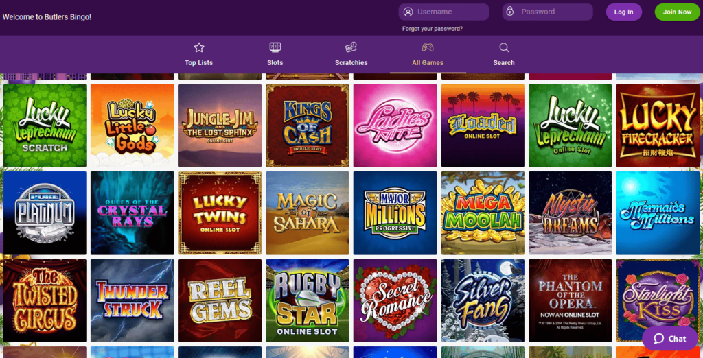 Butlers Bingo Navigation